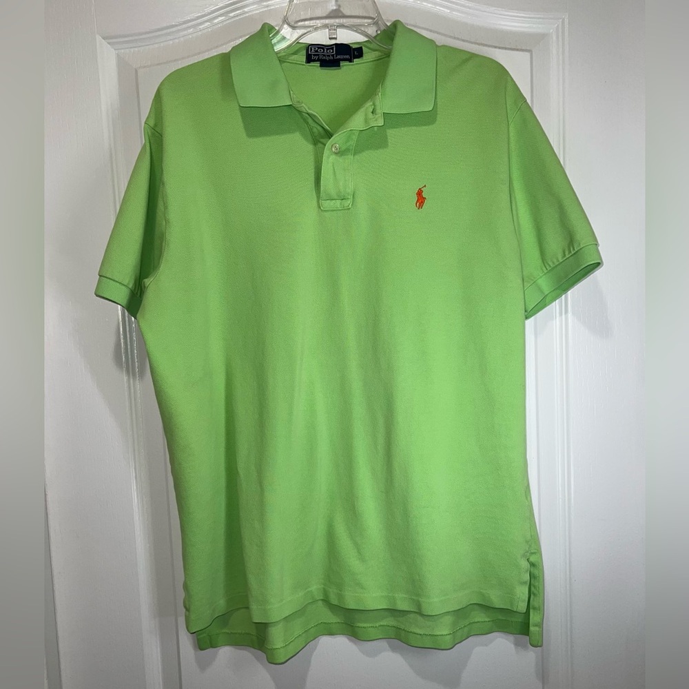 Polo Ralph Lauren Vintage 90s Neon Green Collared Polo Short Sleeve Men’s Large